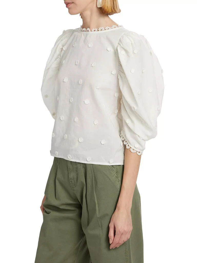 Farm Rio Puff-Sleeve 3D Flowers Blouse 4