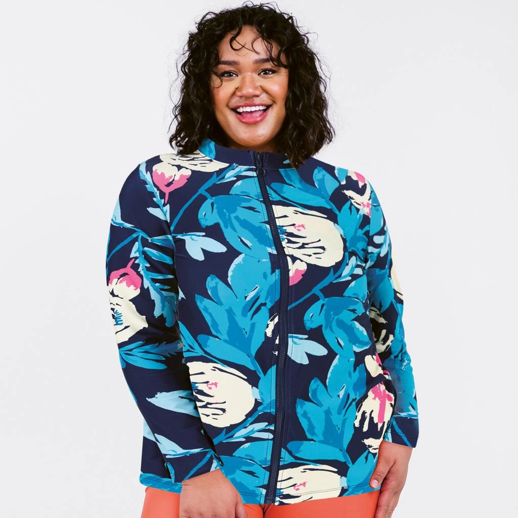 Calypsa Women's Plus Long Sleeve Full-Zip Nora Swim Top 1