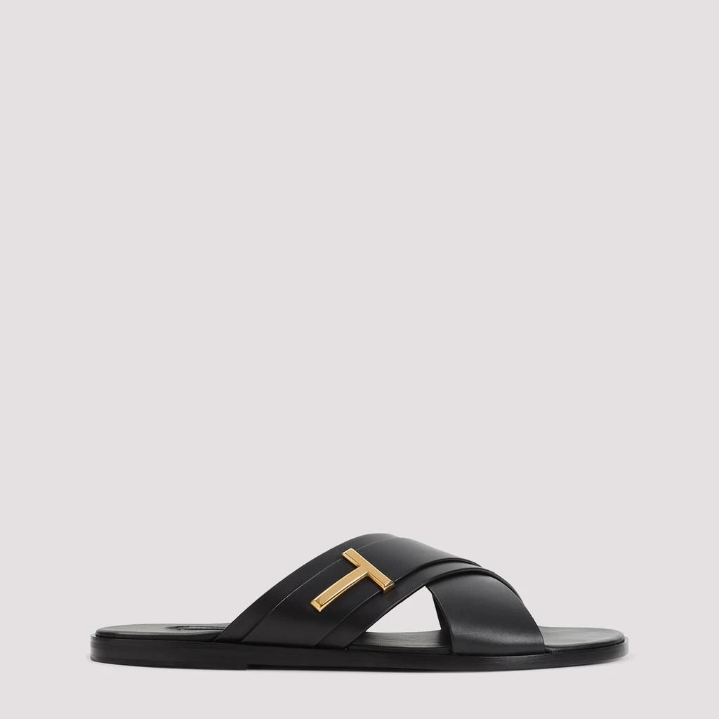 Tom Ford Black Leather Slippers 1