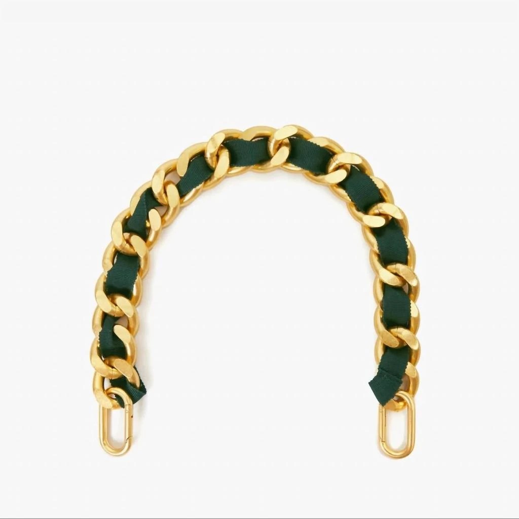 Clare V Women
s Grosgrain Curb Chain Shortie Bag Strap In Evergreen