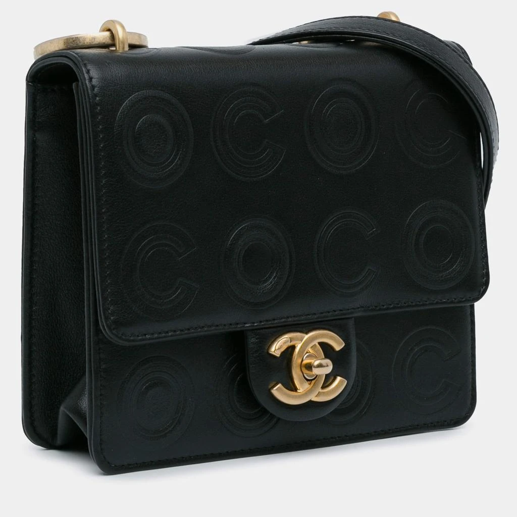 Chanel Chanel Black Leather Mini Square Coco Embossed Flap Bag 3