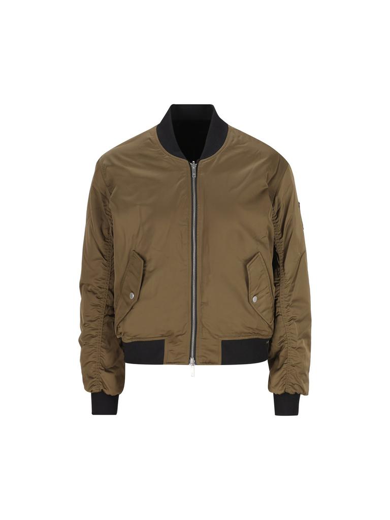 Miu Miu ジャケット ネイビー/ベージュ Miu Miu Oversized Cotton Blouson Jacket - Neutrals