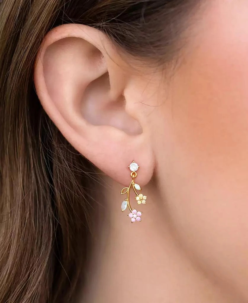 Girls Crew Crystal Flower Stem Dangle Earrings 3