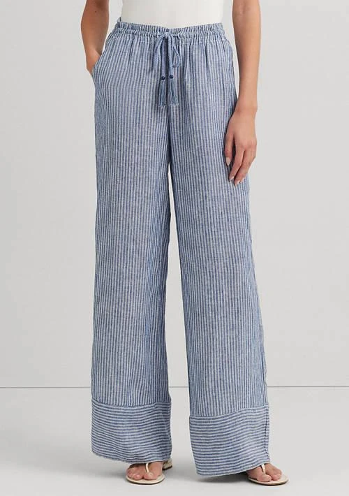 Ralph Lauren Ralph Lauren Petite Pinstripe Linen Wide Leg Pants 2
