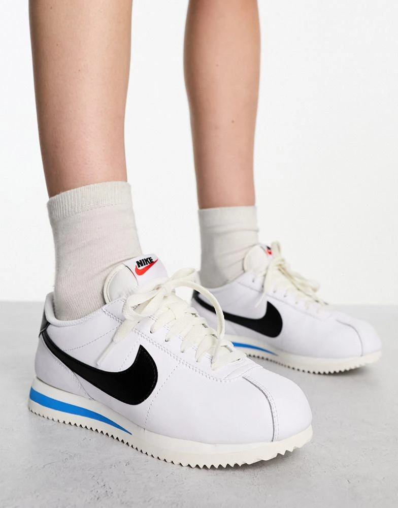 NIKE Nike Cortez leather unisex trainers in white and black 2