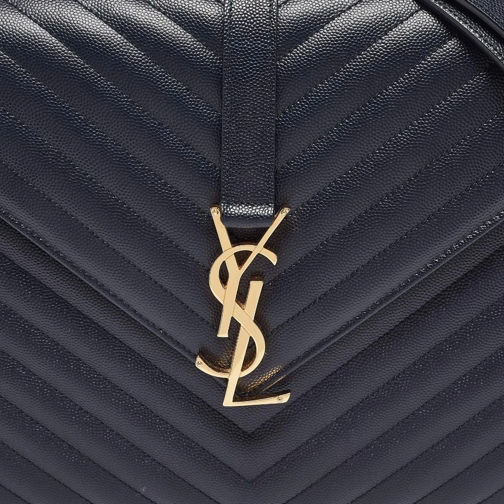 Yves Saint Laurent Saint Laurent Navy Blue Matelassé Leather Large Monogram Shoulder Bag 8