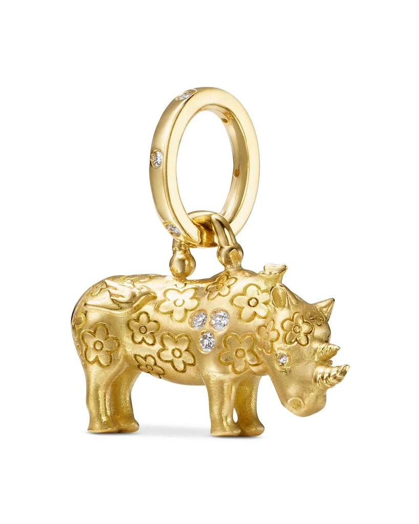 Temple St. Clair 18K Yellow Gold FJ Diamond Kifaru Rhino Pendant 1
