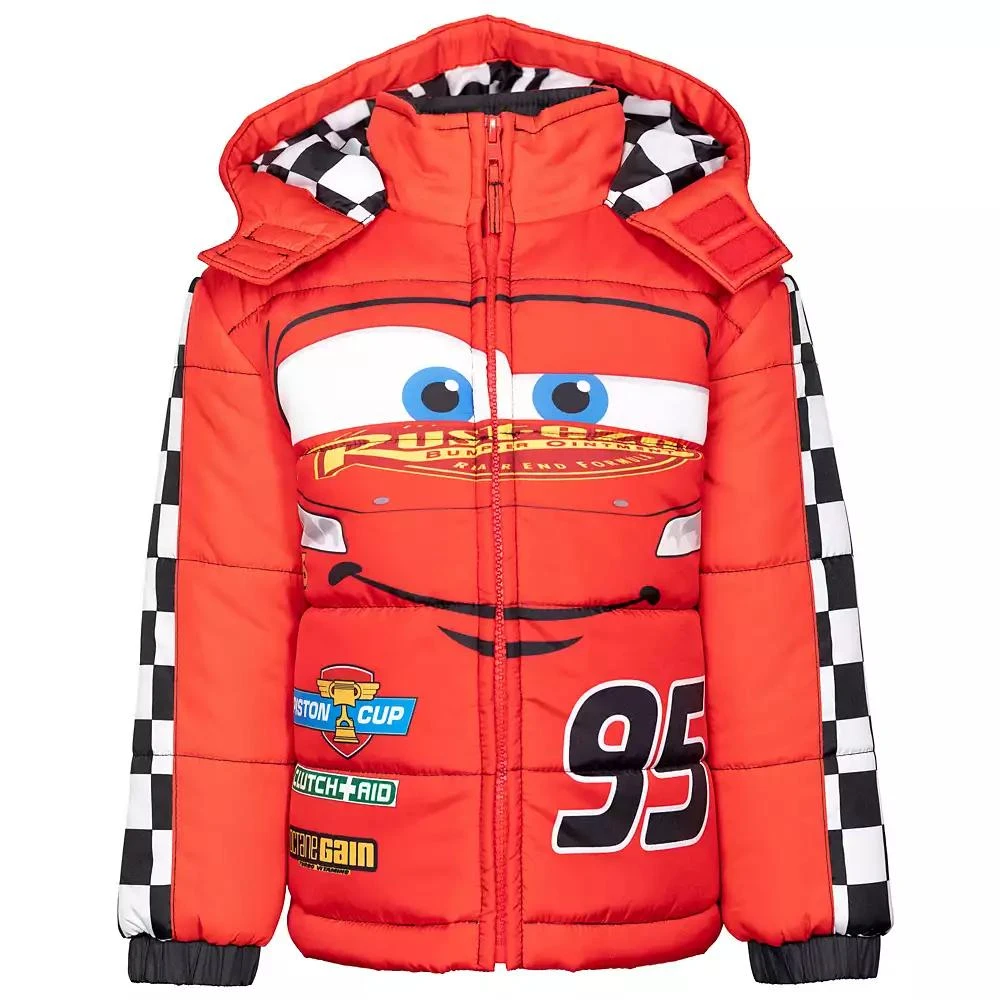 Disney Toddler Boys Pixar Lightning McQueen Zip Up Winter Coat Puffer Jacket 8