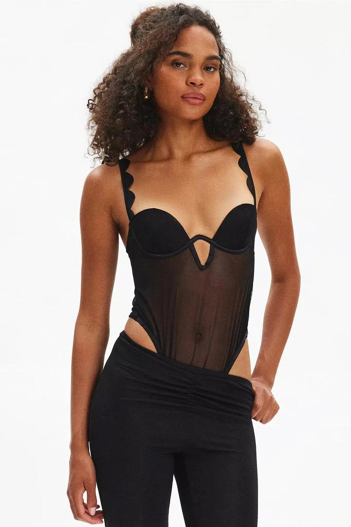 BLUEBELLA Bluebella Jasmine Sheer Mesh Scalloped Wired Bodysuit 1