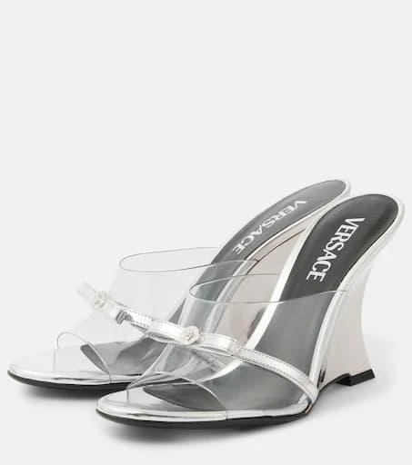 Versace Gianni Ribbon 95 PVC wedge mules 5