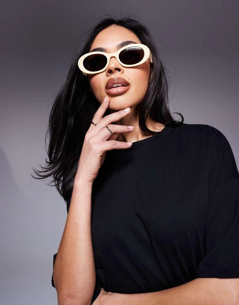 River Island River Island oval sunglasses in cream 3