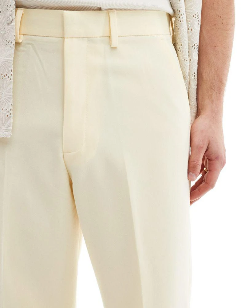 ASOS ASOS DESIGN smart wide leg trousers in dusty yellow 4