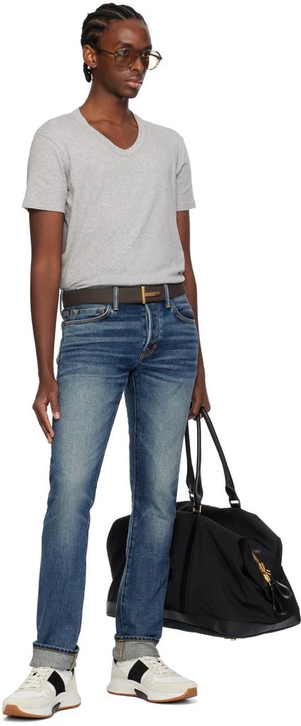 Tom Ford Gray V-Neck T-Shirt 4