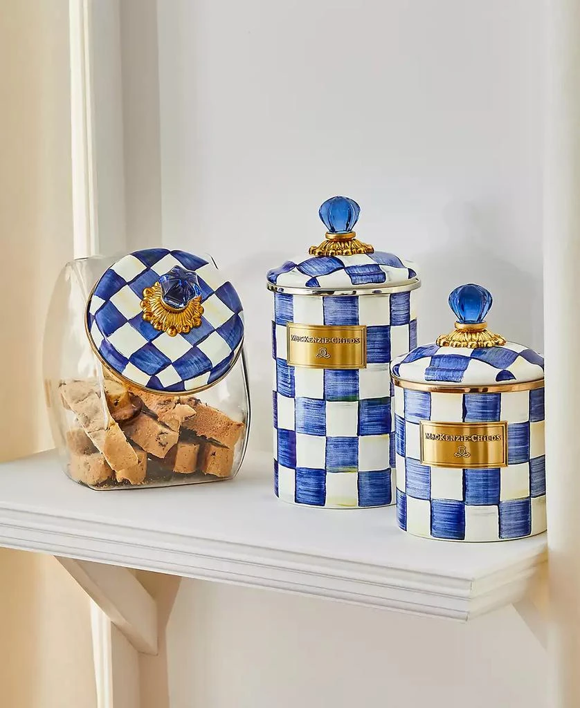 MacKenzie-Childs Glass Cookie Jar with Royal Check Lid 3