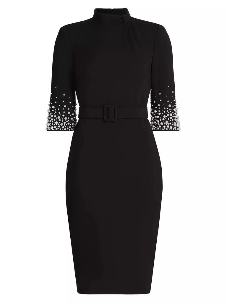 Badgley Mischka Pearl-Sleeve Cocktail Dress 1