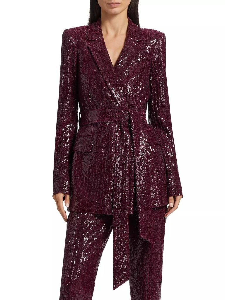 Badgley Mischka Sequined Tie-Waist Blazer 3