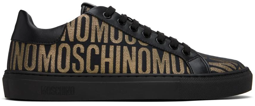 Moschino Black & Gold Allover Logo Sneakers 1