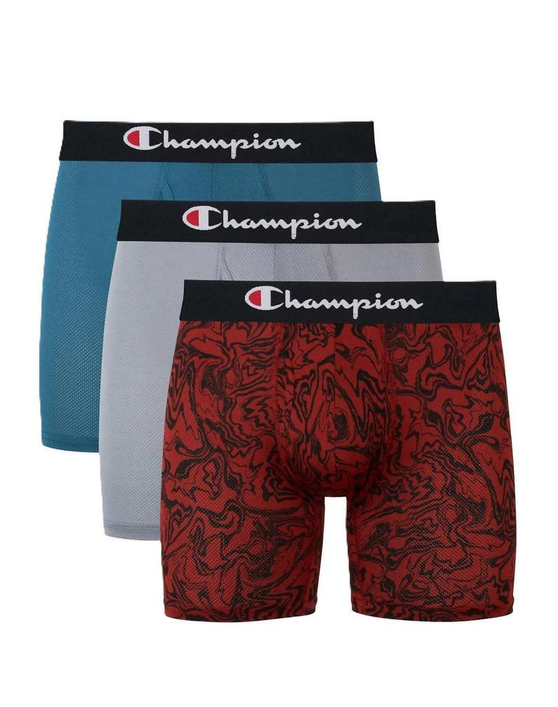 CHAMPION Men's 3-Pack Lightweight Stretch Moisture Wicking Mesh Boxer Briefs 1