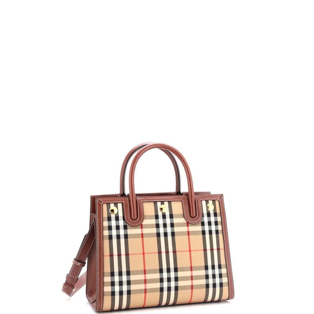 Burberry Title Two Handle Tote Vintage Check Canvas and Leather Mini 2