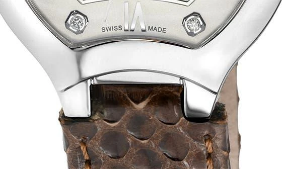 Gevril Lugano Diamond Snake Embossed Leather Strap Watch, 38mm 4