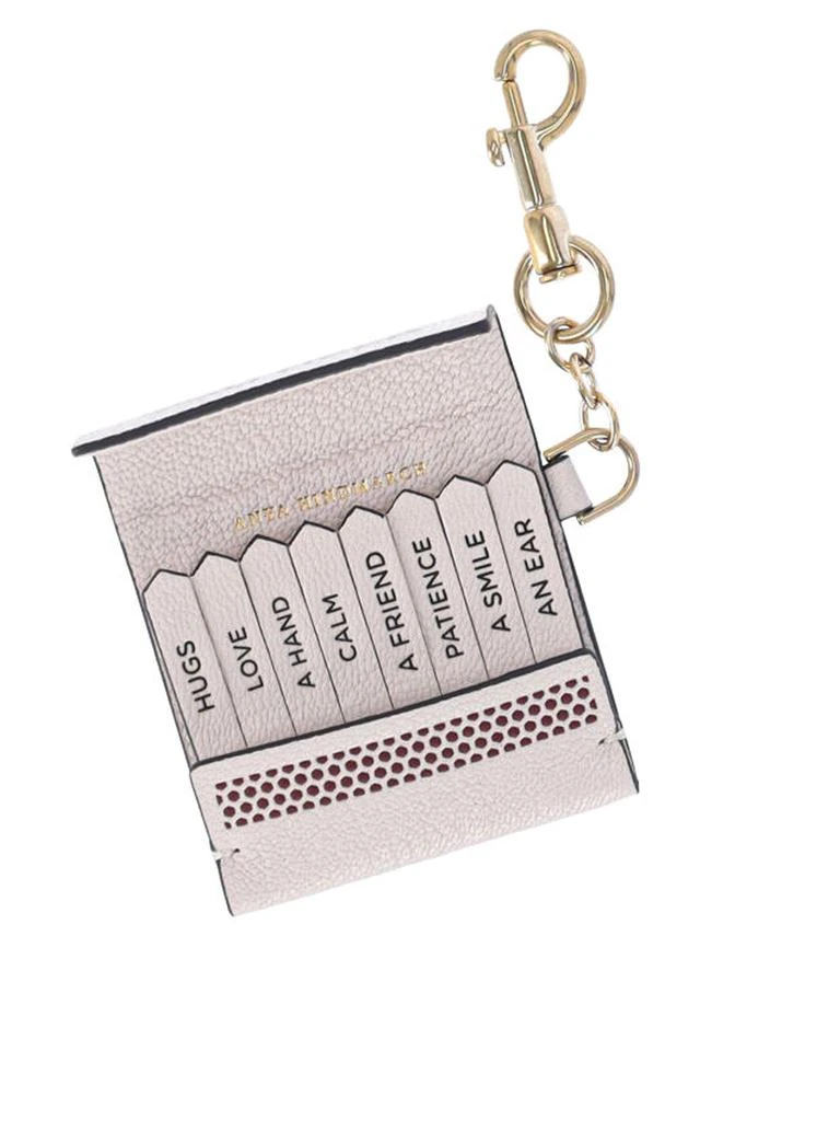 Anya Hindmarch Playful Textured White Leather Matchbook Keychain 3
