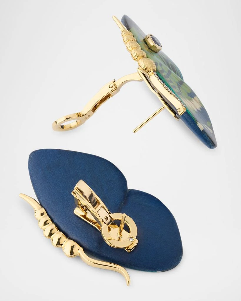 Silvia Furmanovich Butterfly Marquetry Earrings with Diamonds and Kyanite 4