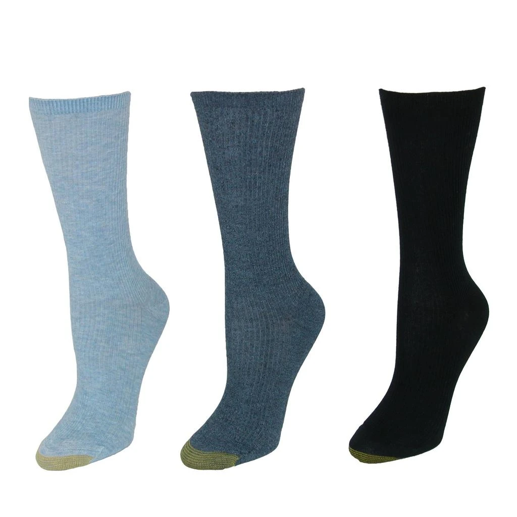 Gold Toe Women's Non Binding Ribbed Crew Socks (3 Pair Pack) 1