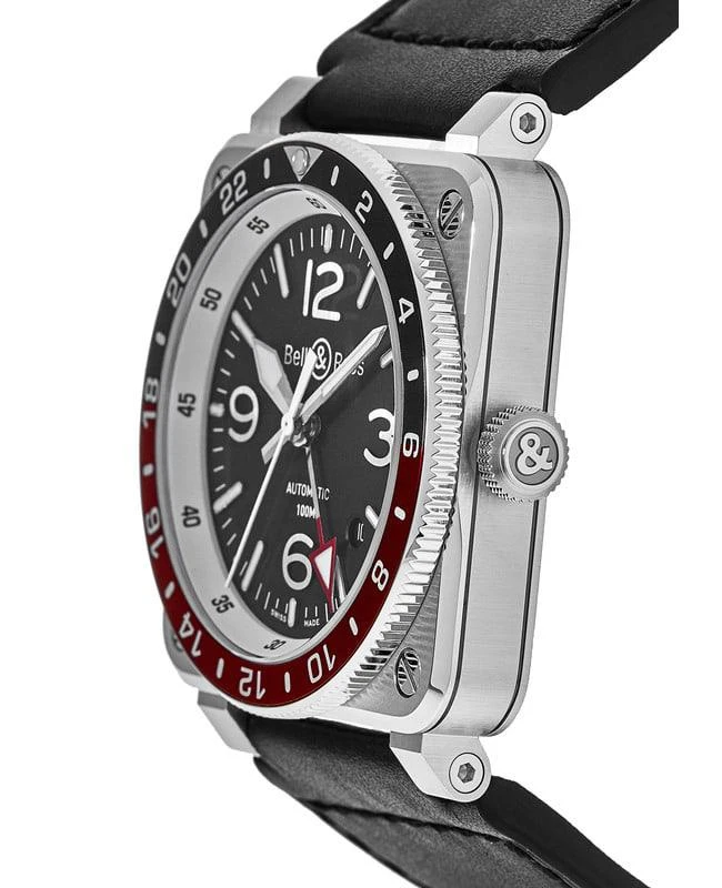 Bell & Ross Bell & Ross BR 03-93 GMT Black Dial Leather Strap Men's Watch BR0393-BL-ST/SCA 4
