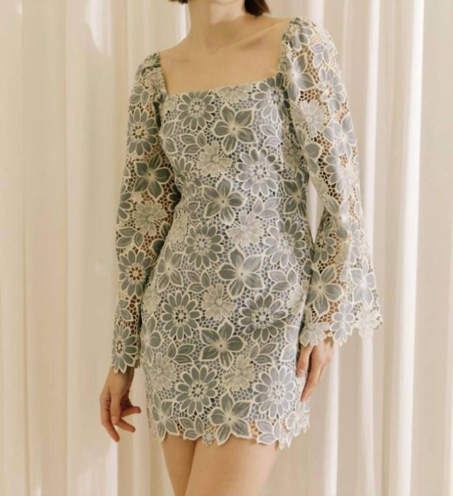 STORIA Floral Lace Mini Dress In Blue