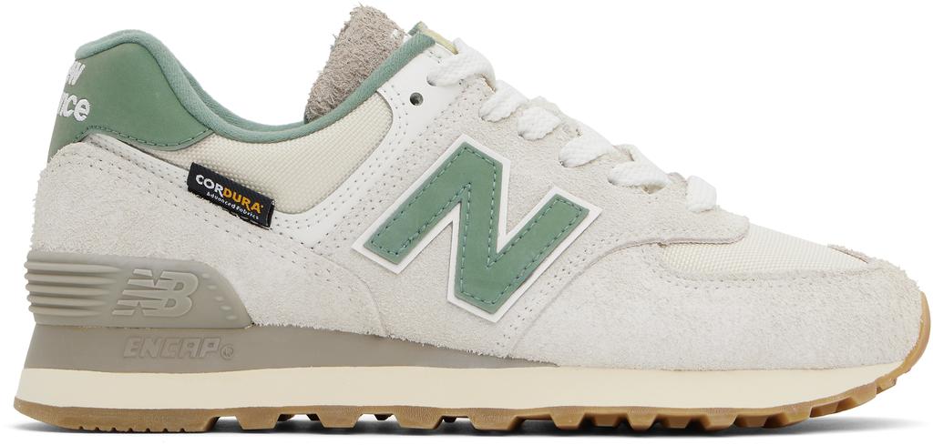 New Balance Beige & Green 574 Sneakers