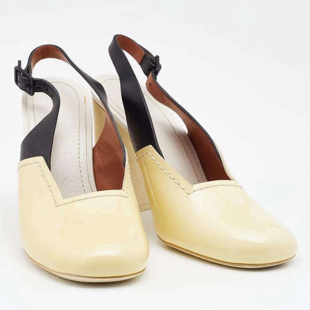 Celine Celine Cream/Black Patent And Leather Slingback Sandals Size 38 4