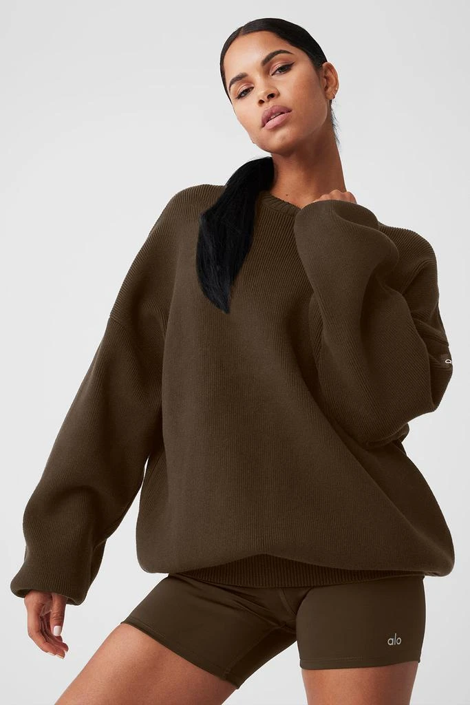 Alo Scholar Crew Neck Sweater - Espresso 5