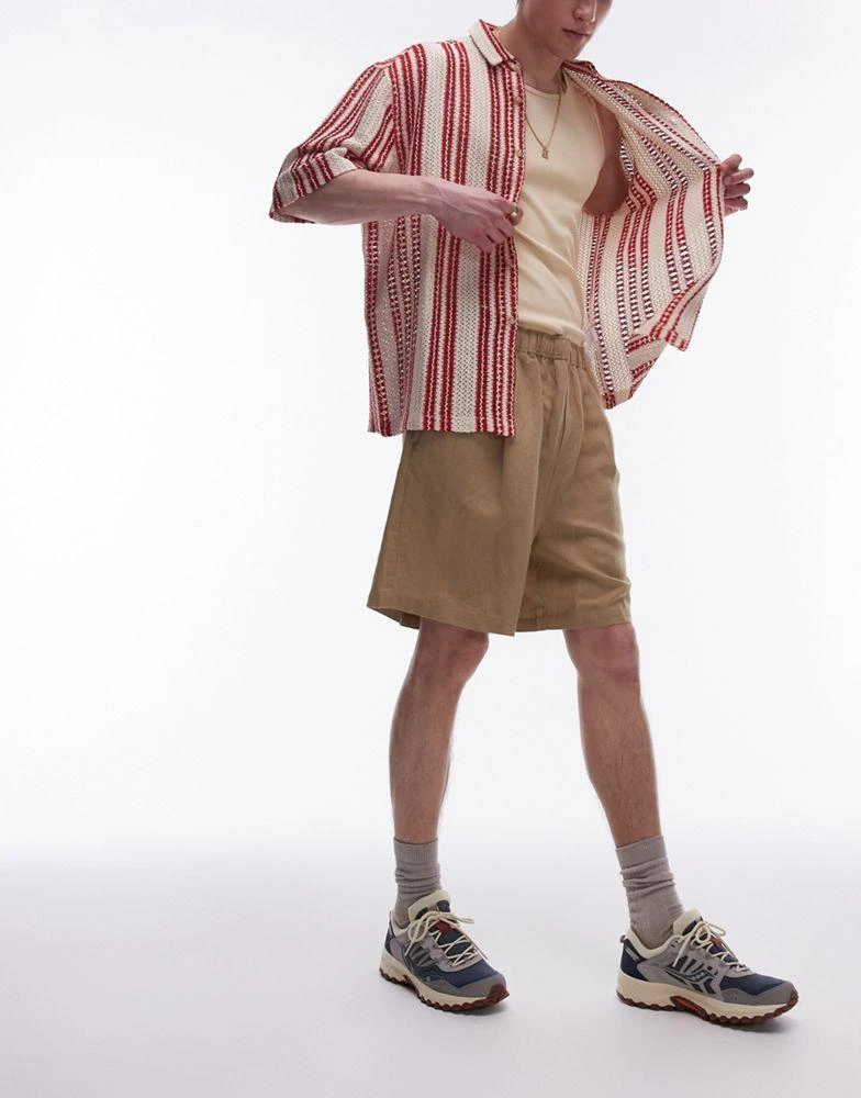 Topman Topman co-ord linen shorts in stone 4