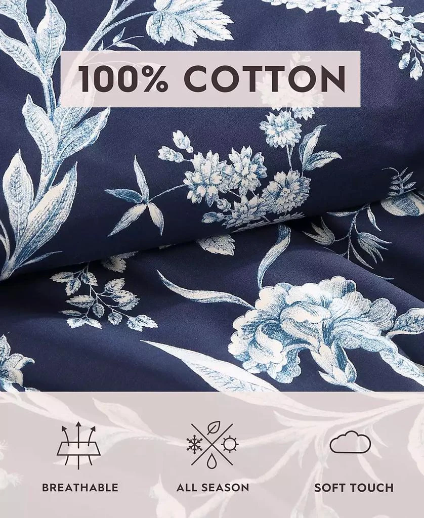 Laura Ashley Branch Toile Cotton Reversible 5 Piece Duvet Cover Set 9