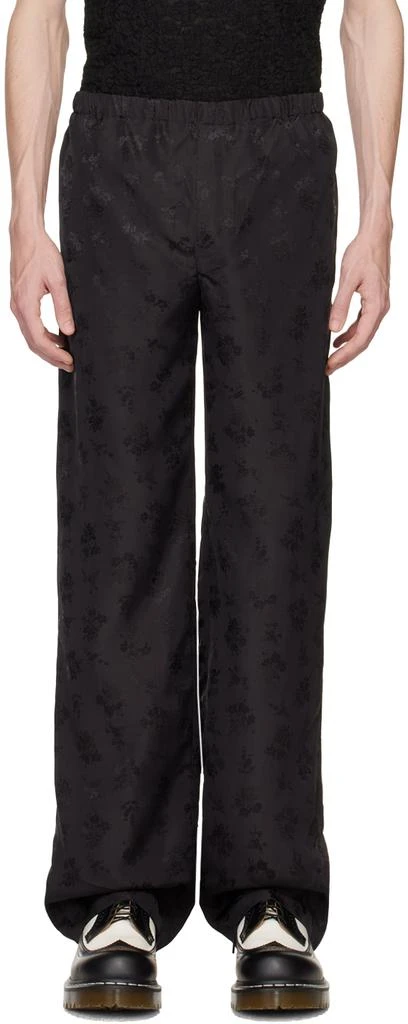 Anna Sui Black Floral Jacquard Trousers 1