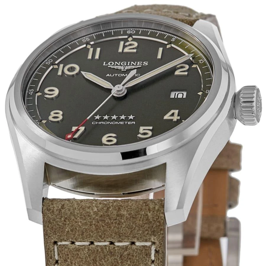 Longines Spirit Automatic Green Dial Leather Strap Men's Watch L3.810.4.03.2 2