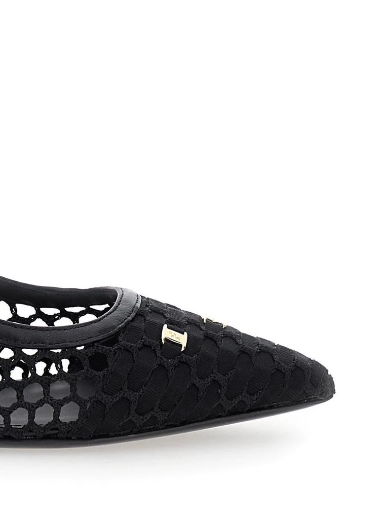 Salvatore Ferragamo 'Clizia' Black Slingback Pumps With Logo Detail In Mesh And Leather Woman 4