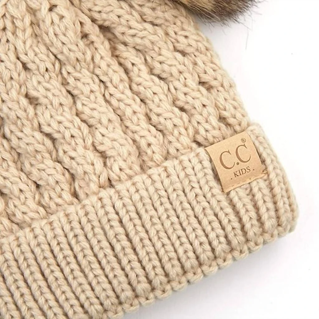 C.C BEANIE C.C Beanie - Kids Double Fur Pom Beanie 3