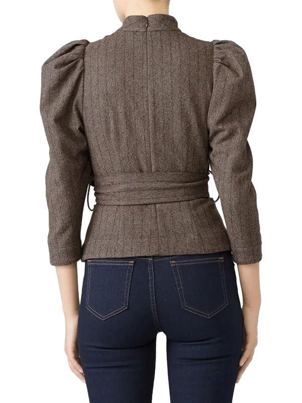 Sea Puff Sleeve Wool Blend Sweater Top