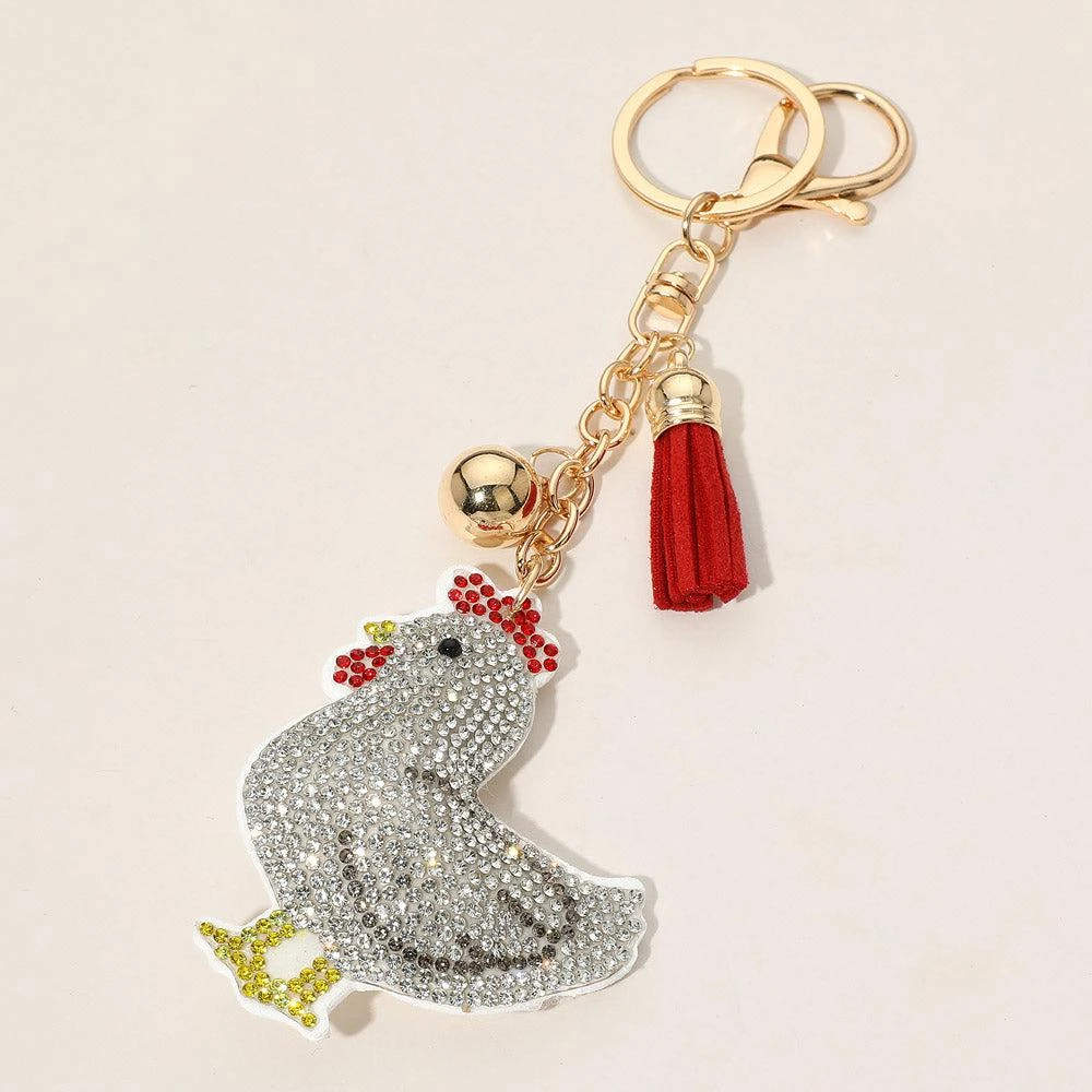 FASHNZFAB Bling Studded Chicken Keychain / Bag Charm
