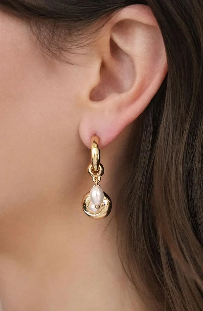 Ettika Jewelry Faux Pearl Charm Huggie Hoop Earrings 4