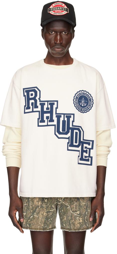 Rhude Off-White Collegiate Crest T-Shirt