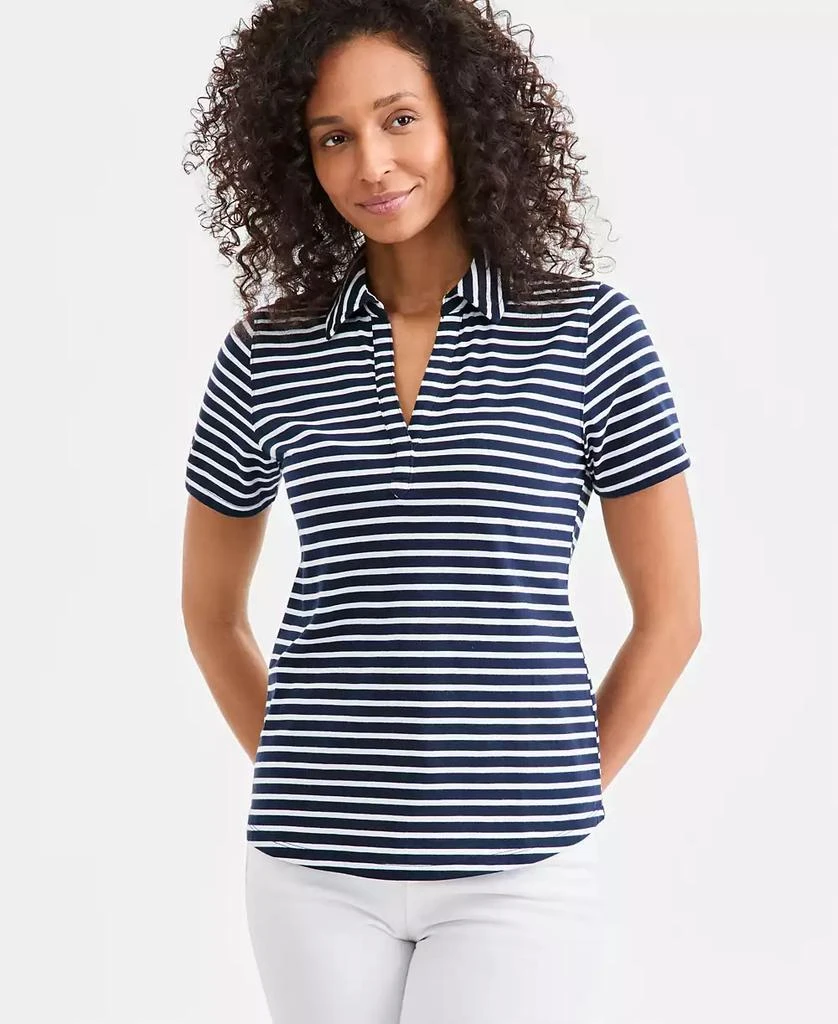 Style 
Co Women
s Striped Short-Sleeve Polo Shirt, Macy
s  Exclusive