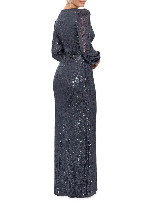 XSCAPE Sequin Puff Sleeve Gown 2