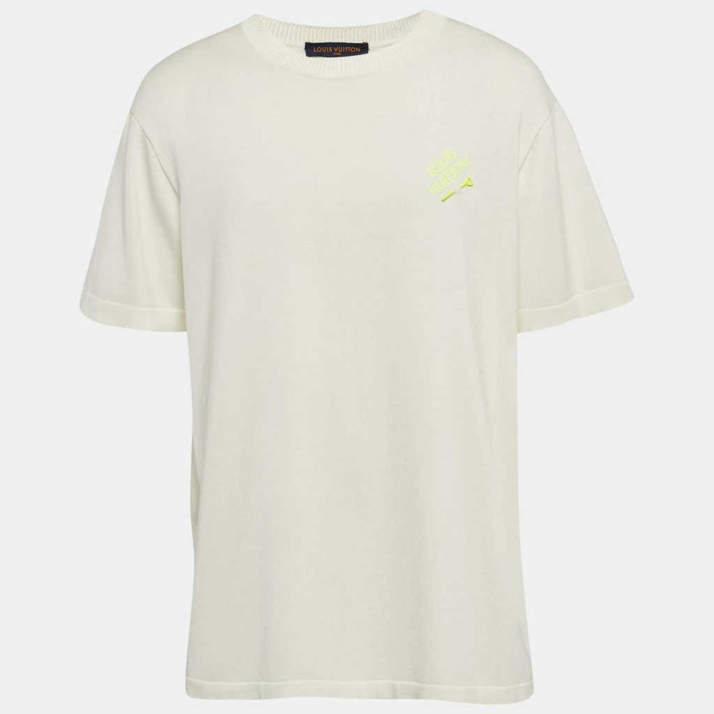 Louis Vuitton Louis Vuitton White Cotton Knit Signature Crewneck T-Shirt XL 1