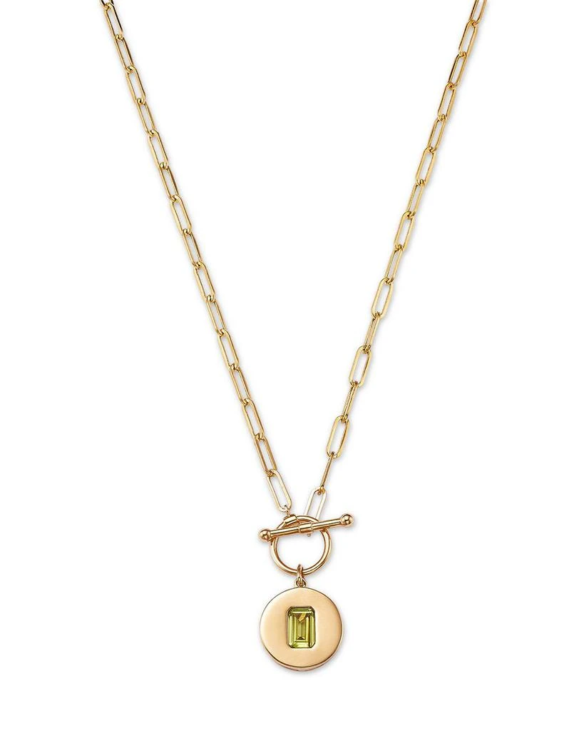 Bloomingdale's Fine Collection 14K Yellow Gold Peridot Disc Pendant Necklace, 16" 1
