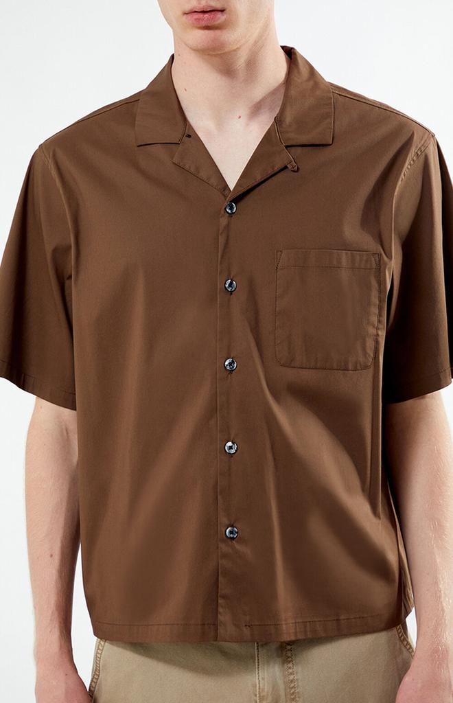 PacSun Brown Solid Oversized Camp Shirt