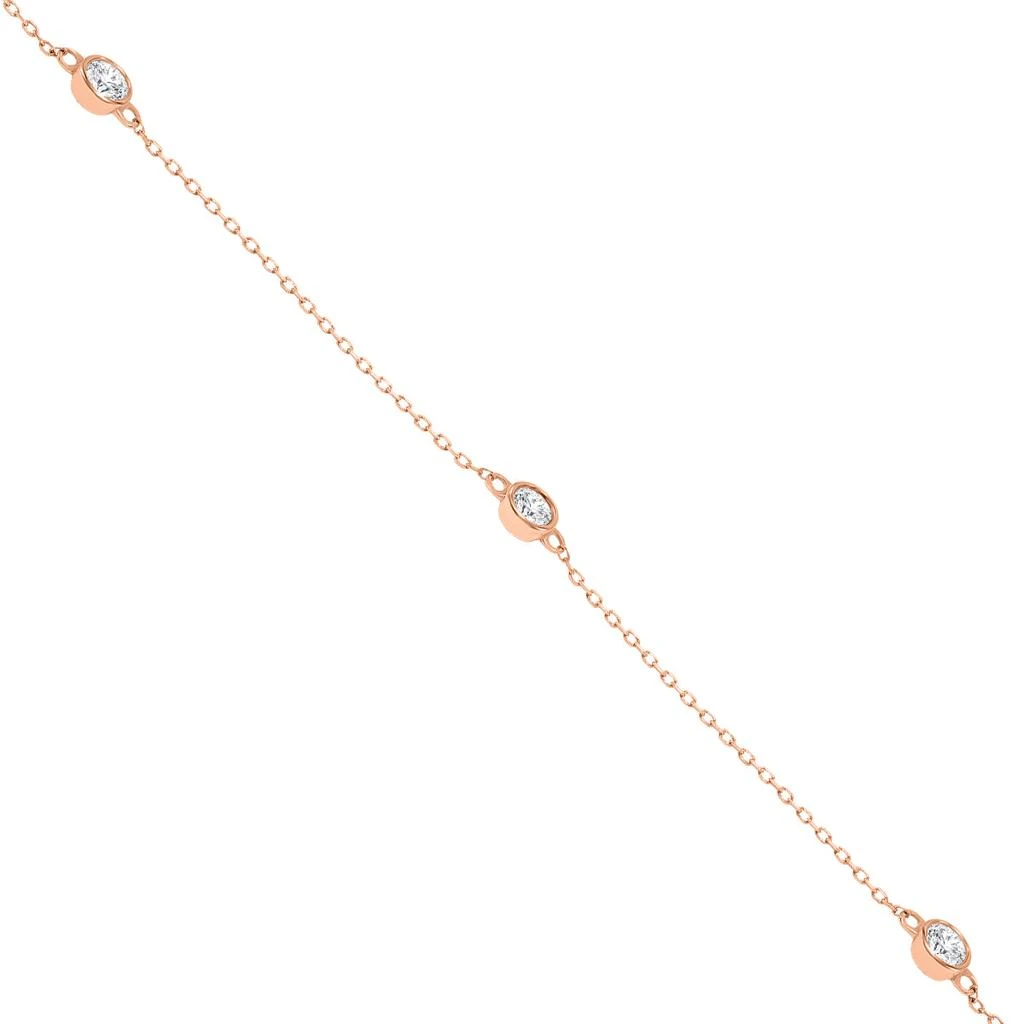 SSELECTS 1 1/2 Carat Tw Bezel Set Diamond Station Necklace In 14K Rose Gold 4