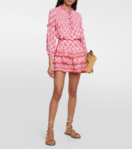 Poupette St Barth Bibi printed tiered miniskirt