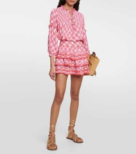 Poupette St Barth Bibi printed tiered miniskirt 2